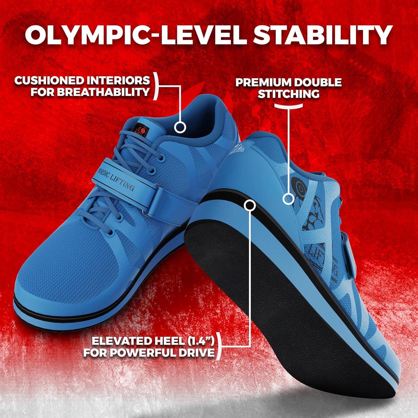 MEGIN Elevated Heel Deadlift Shoes for Powerlifting, Weightlifting, and Strength Training – Non-Slip Sole Footwear for Men