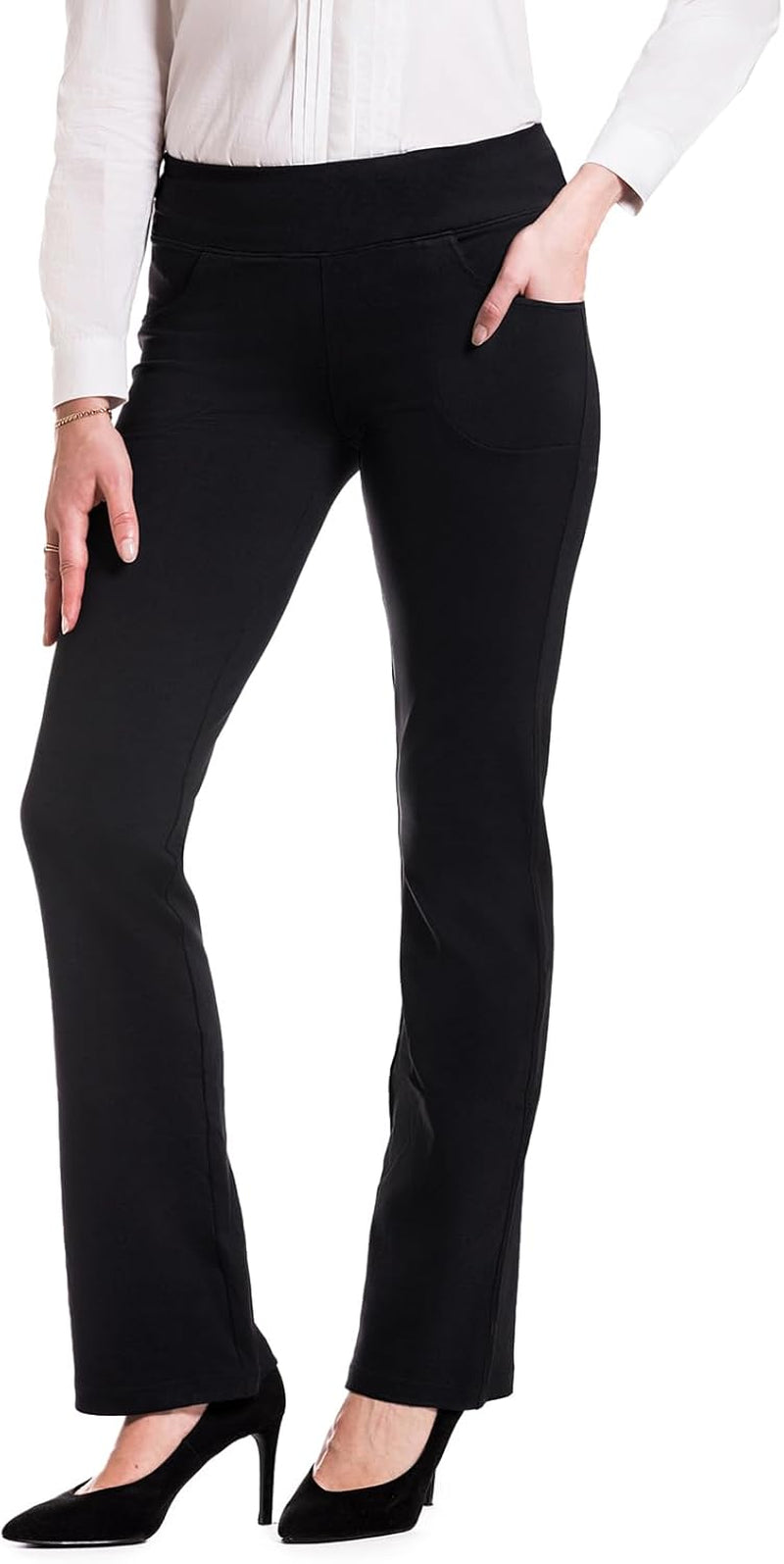Women's Bootcut Yoga Dress Pants with 5 Pockets - Available in Sizes 27"-37" for Work and Commute