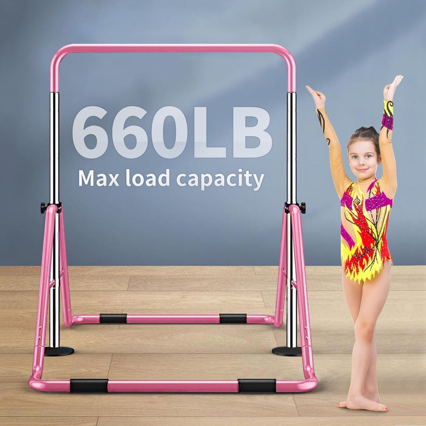 Adjustable Height Folding Gymnastics Training Bars for Kids - Home Practice Equipment for Children and Youth