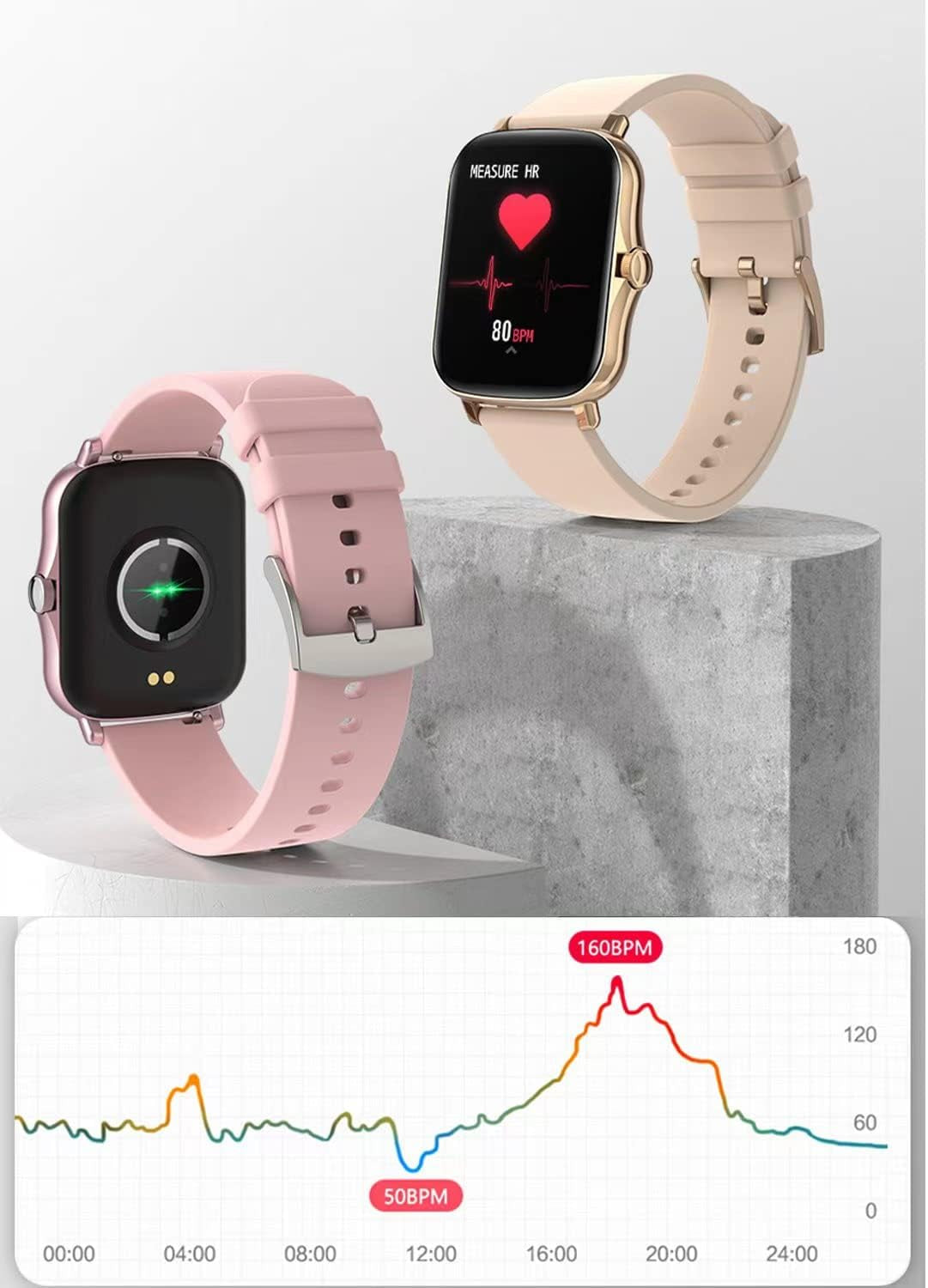Advanced Smart Fitness Tracker Watch for Android/iOS - IP68 Waterproof, Heart Rate, Blood Oxygen, and Sleep Monitoring, 8 Sports Modes, Breath Training, Weather Updates - 1.69-Inch Display for Men and Women