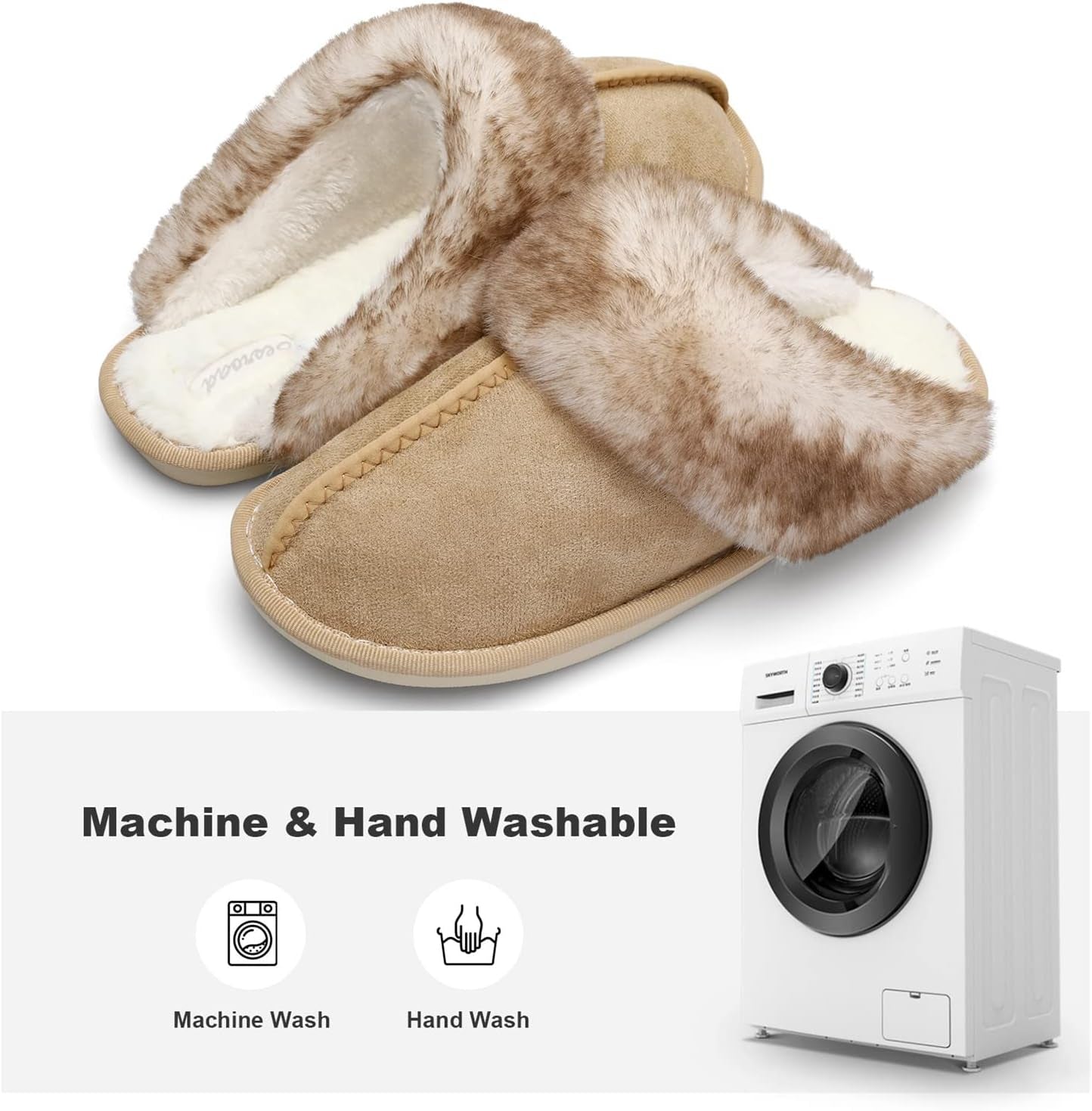 Women's Plush Faux Fur Winter Slippers - Cozy Fluffy Slide Sandals