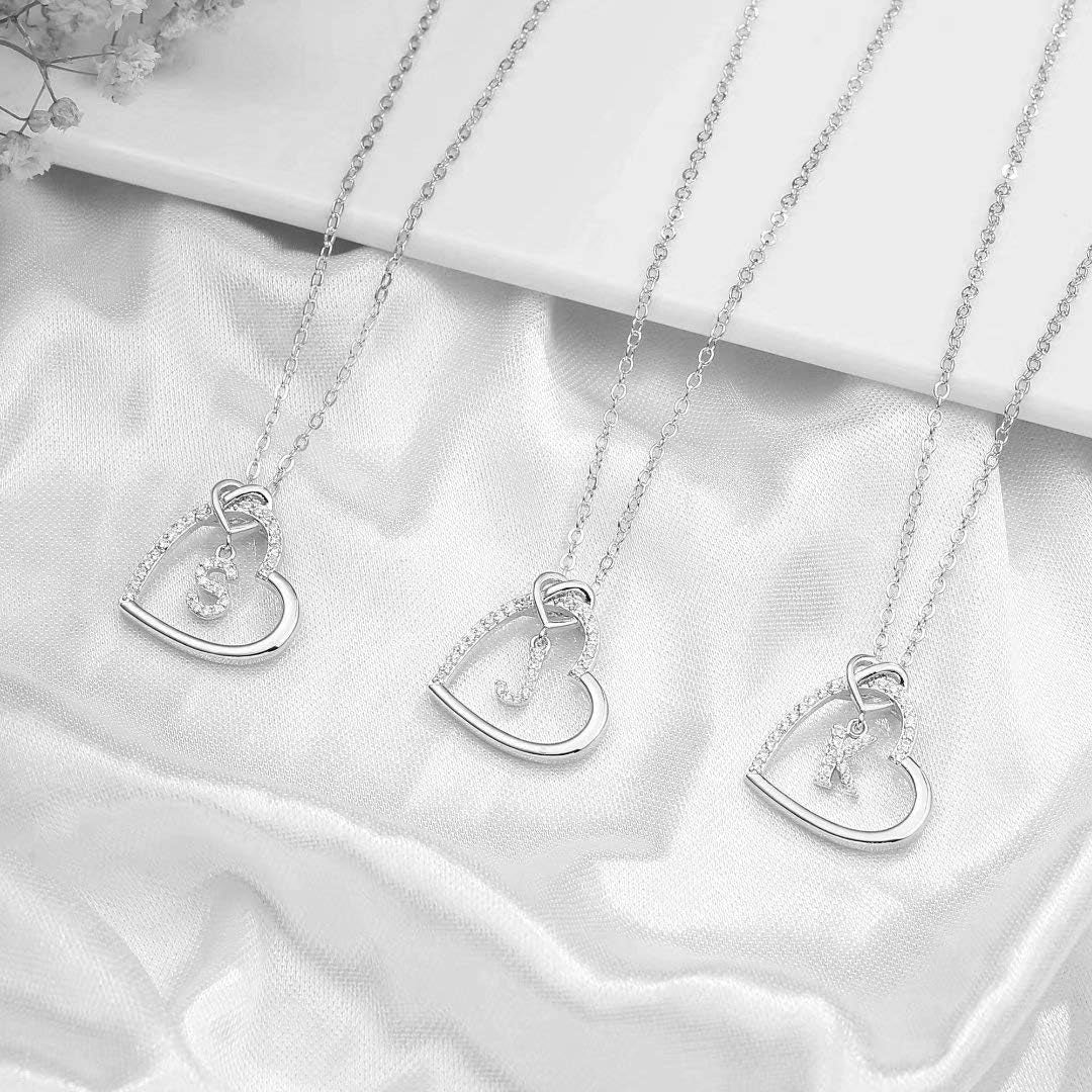 Personalized Heart Initial Necklace for Women and Teens, Cubic Zirconia Pendant, Elegant Letter A-Z Jewelry Gift