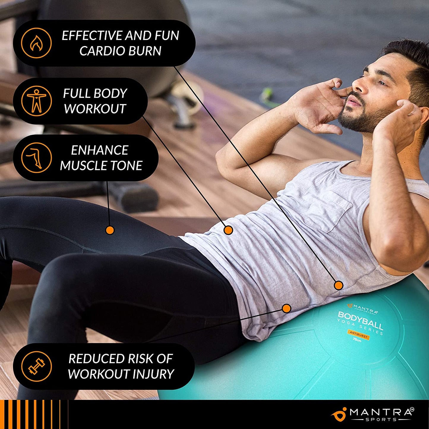 Professional Exercise Ball Chair for Fitness, Stability, Pilates, Pregnancy, and Therapy - Available in 55Cm, 65Cm, and 75Cm - Extra Thick, Anti-Burst, Non-Slip Gym Quality Balance Ball with Pump and Guide