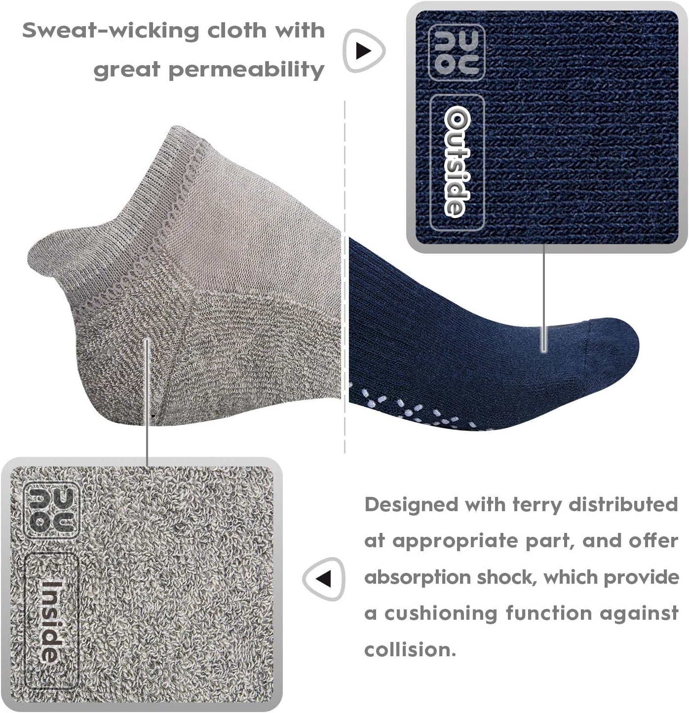 Unisex Cushioned Non-Slip Grip Socks for Yoga, Pilates, Barre, and Hospital Use