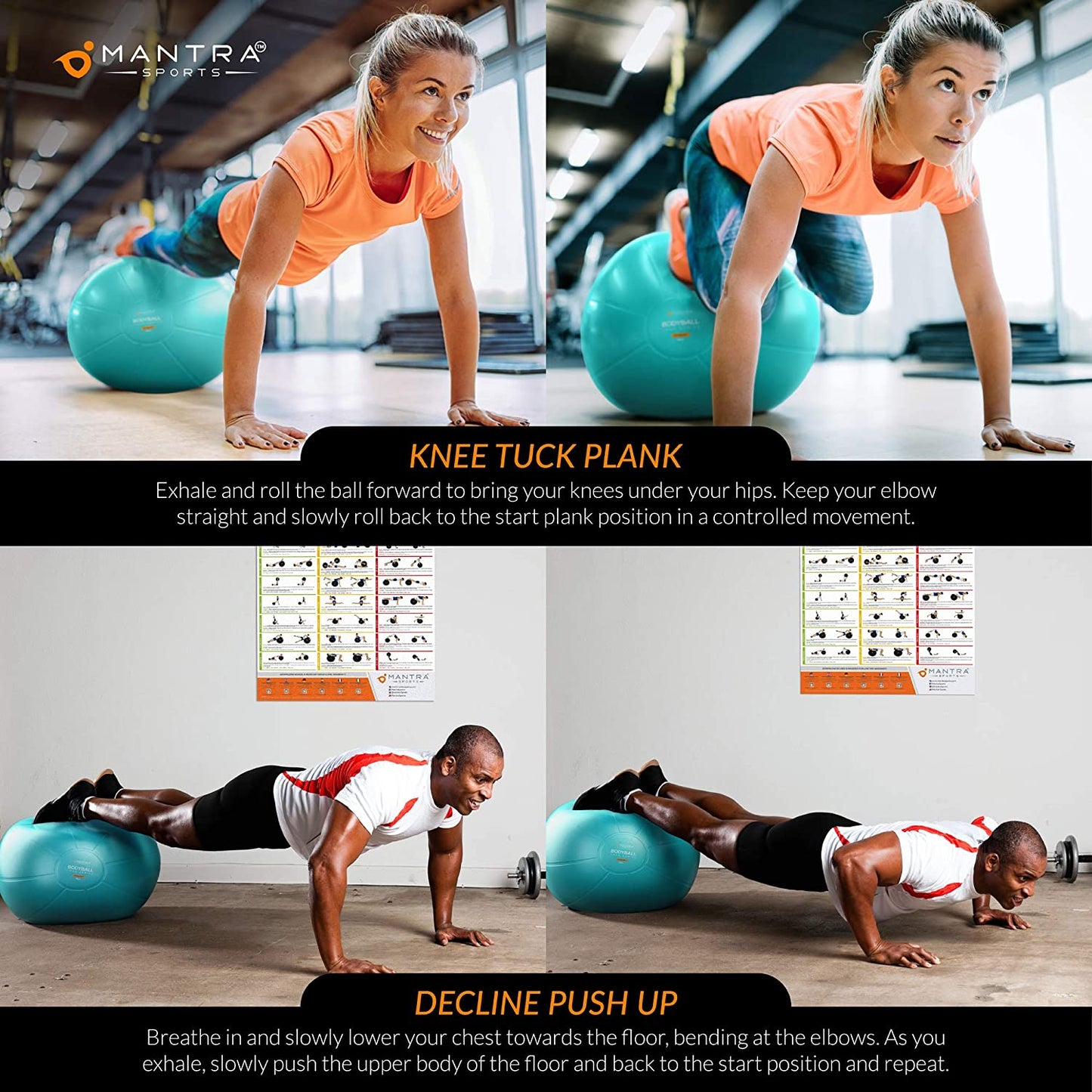 Professional Exercise Ball Chair for Fitness, Stability, Pilates, Pregnancy, and Therapy - Available in 55Cm, 65Cm, and 75Cm - Extra Thick, Anti-Burst, Non-Slip Gym Quality Balance Ball with Pump and Guide