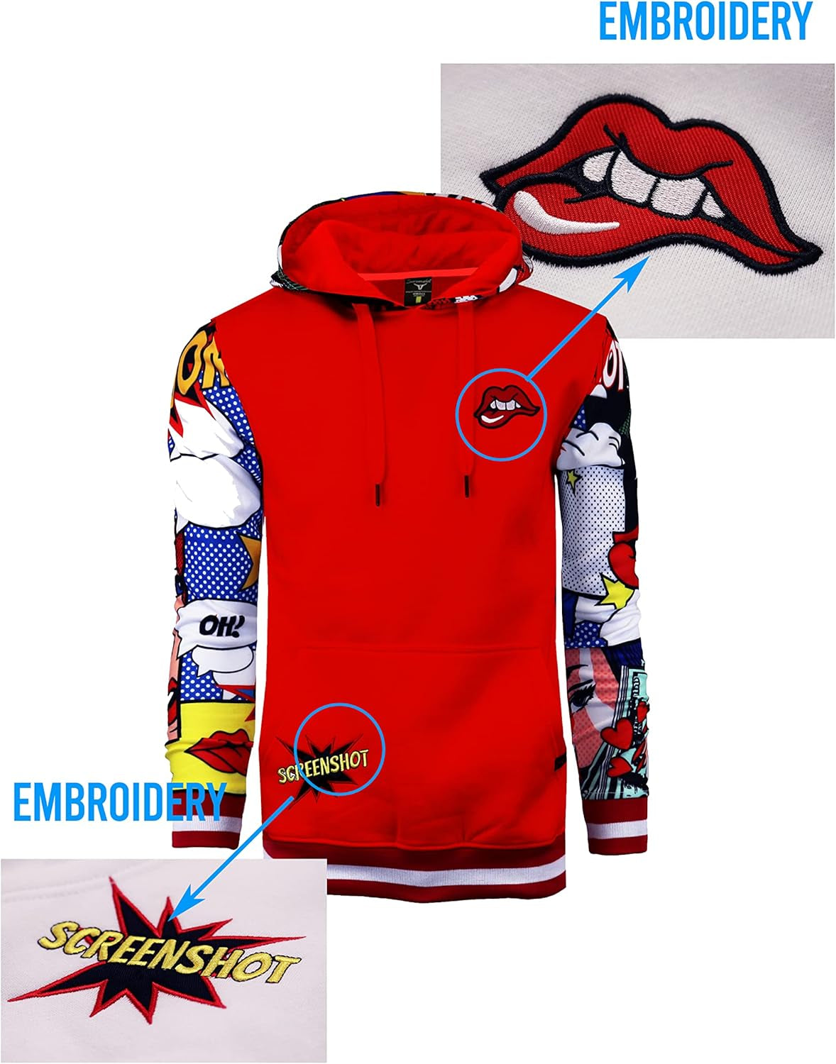 Mens Urban Hip Hop Premium Fleece Hoodie - Modern Pullover NYC Street Fashion Urbanwear Hooded Sweatshirt