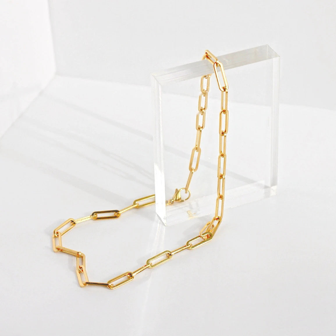14K Gold Filled Women's Choker Necklace - Layered Dainty Paperclip Design - Elegant Gift for Mothers