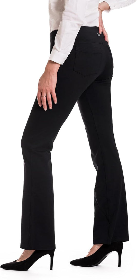Women's Bootcut Yoga Dress Pants with 5 Pockets - Available in Sizes 27"-37" for Work and Commute