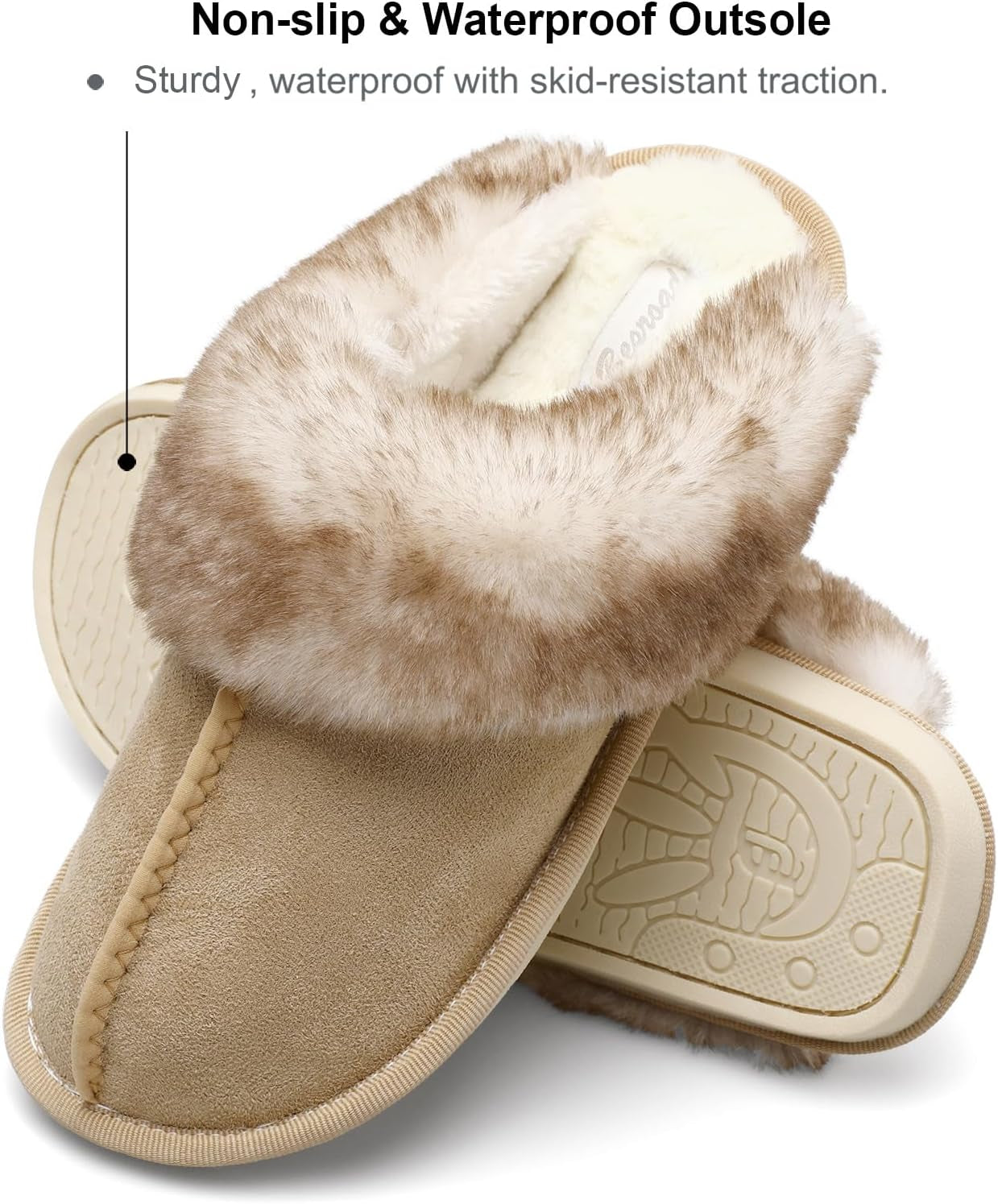 Women's Plush Faux Fur Winter Slippers - Cozy Fluffy Slide Sandals