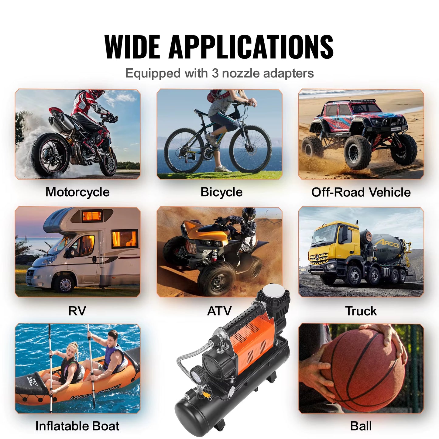 12V Heavy Duty Air Compressor with Portable Tire Inflator Offroad Air Compressor Digital Pressure Gauge Tire Inflator