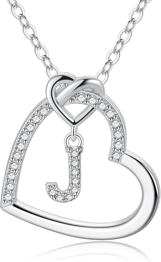 Personalized Heart Initial Necklace for Women and Teens, Cubic Zirconia Pendant, Elegant Letter A-Z Jewelry Gift