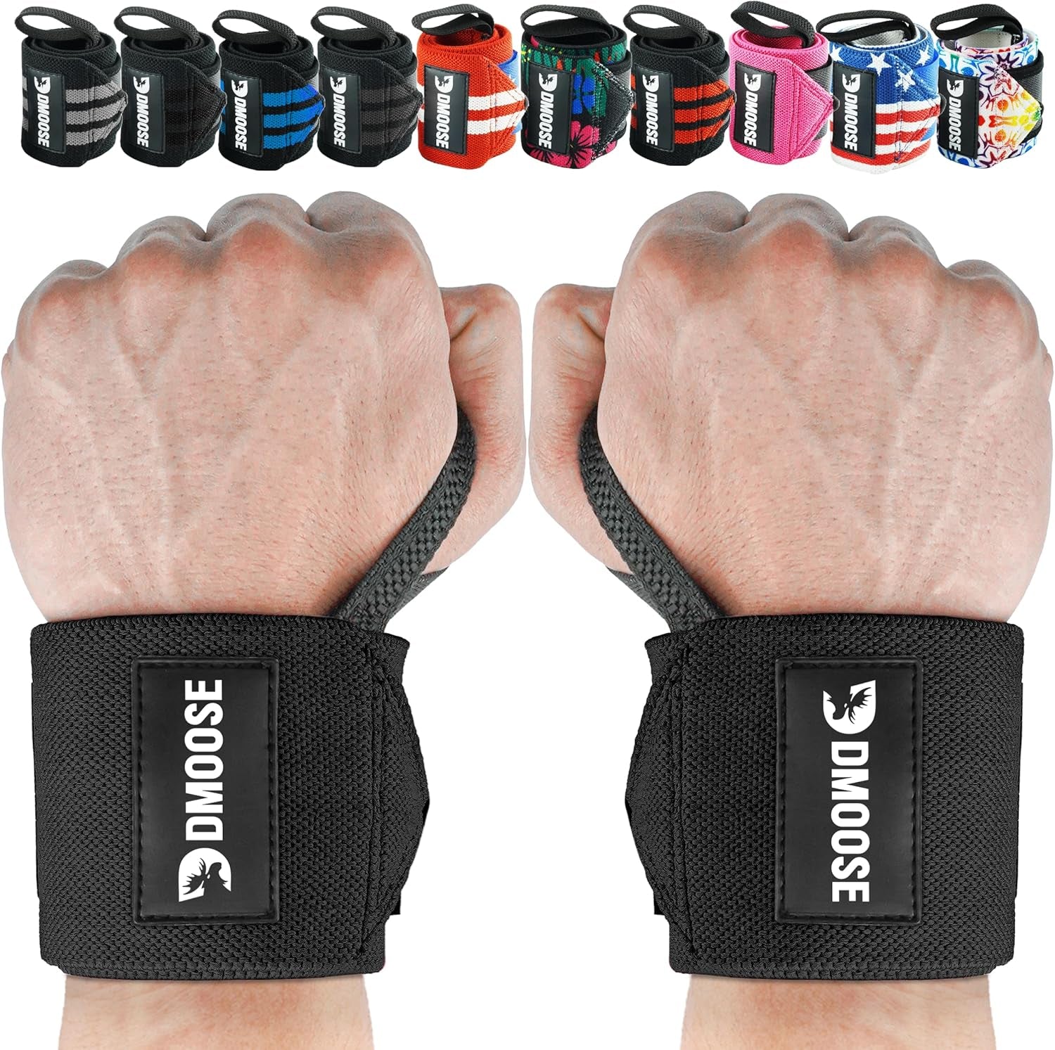 Heavy-Duty 18" Wrist Wraps for Weightlifting with Thumb Loop - USPA Approved Support and Pain Relief for Powerlifting and Weightlifting for Men and Women