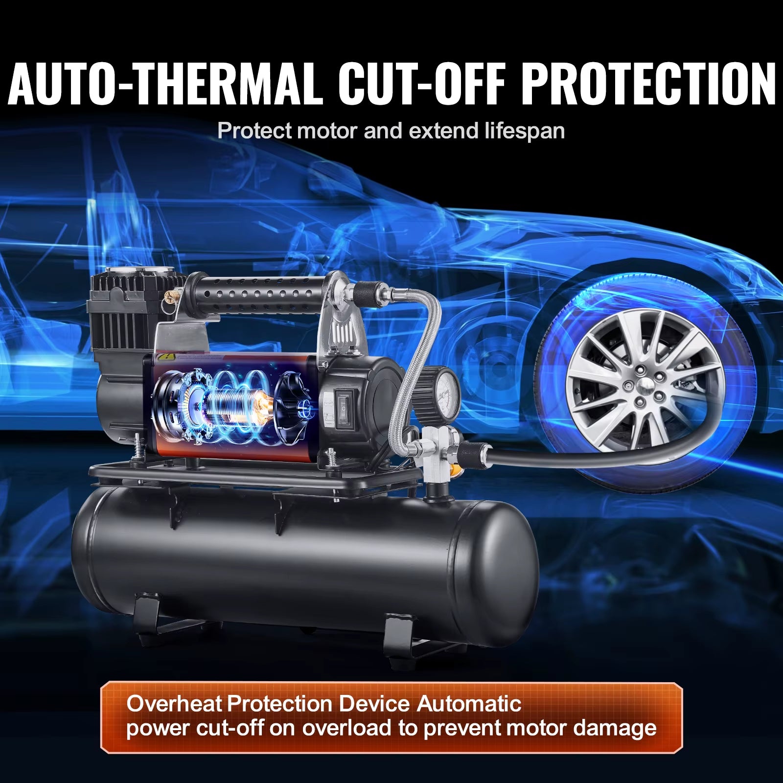 12V Heavy Duty Air Compressor with Portable Tire Inflator Offroad Air Compressor Digital Pressure Gauge Tire Inflator