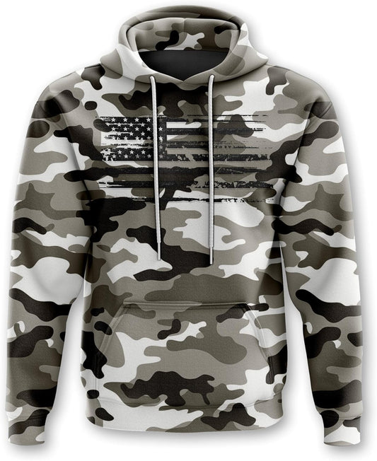 Heavyweight Patriotic Camouflage Flag Hoodies for Men and Women