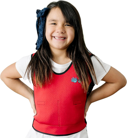 Red Weighted Compression Vest for Sensory Support in Children and Adults - Calming Vest for Toddlers, Kids, Teens, and Adults