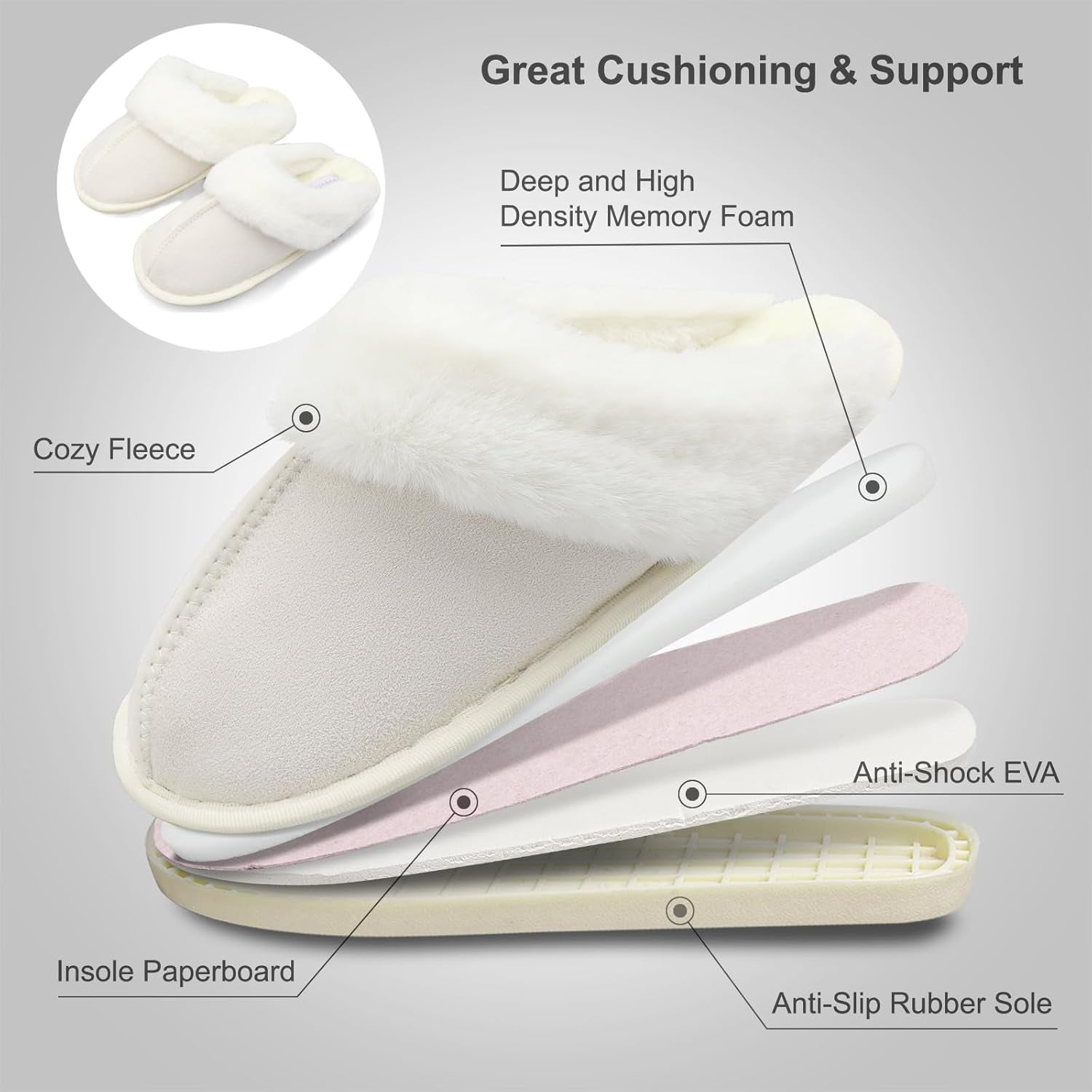 Women's Plush Faux Fur Winter Slippers - Cozy Fluffy Slide Sandals