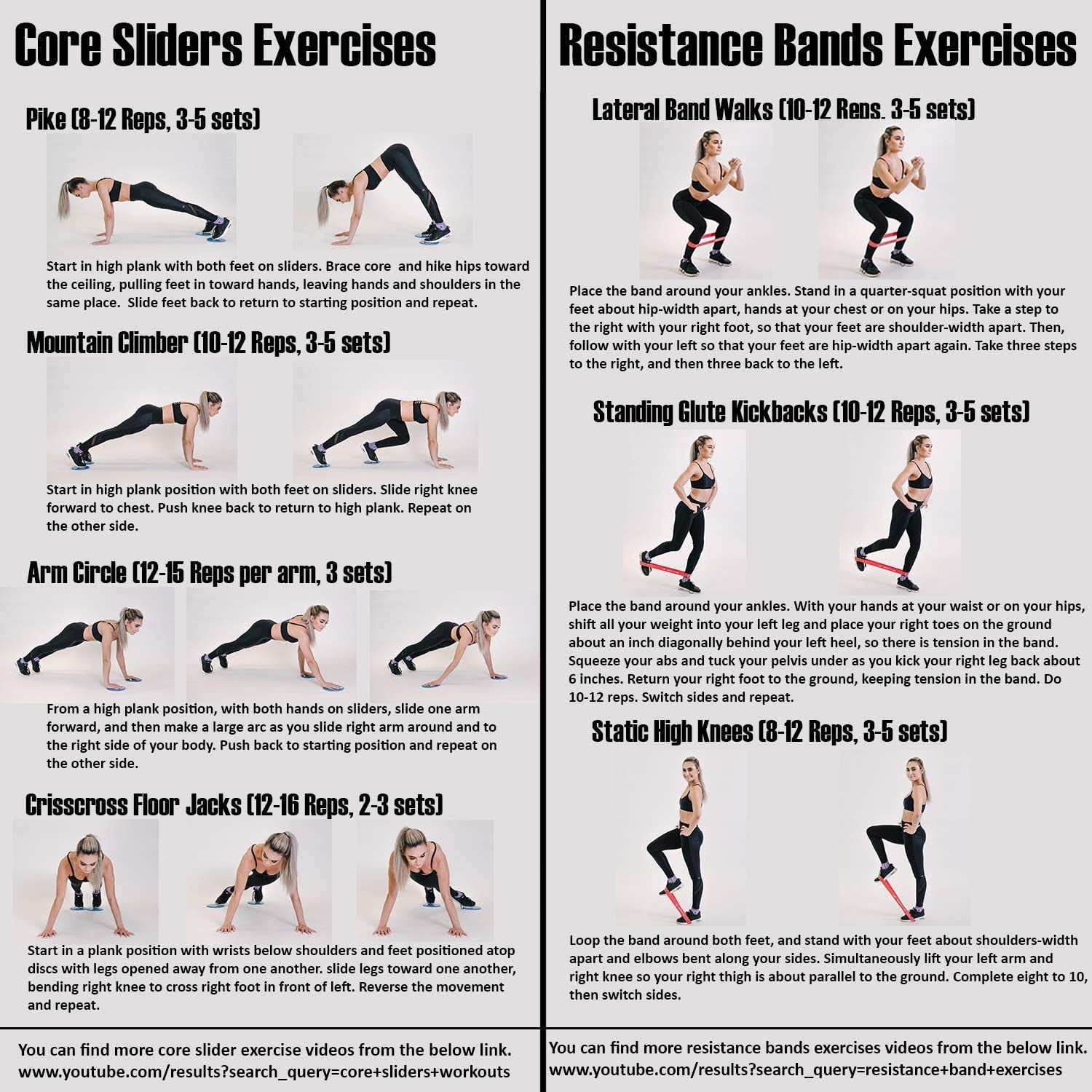 Core Sliders and Resistance Bands Set for Strength, Stability, and Training | Includes User Guide and Carry Bag for Home, Gym, and Travel