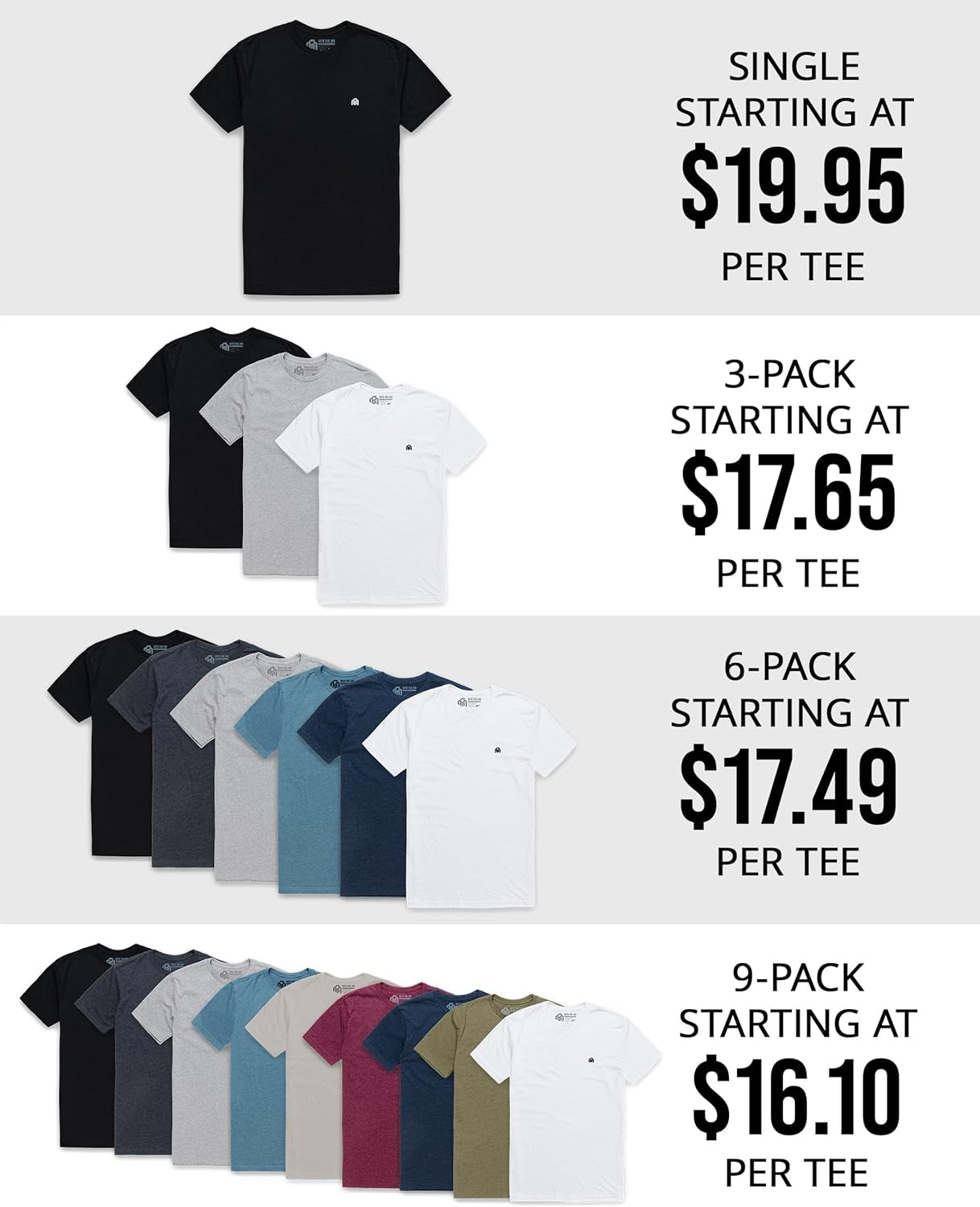 Men's Logo T-Shirt - Short Sleeve Crew Neck Soft Fitted Tees in Sizes S - 4XL, Classic and Fresh Design