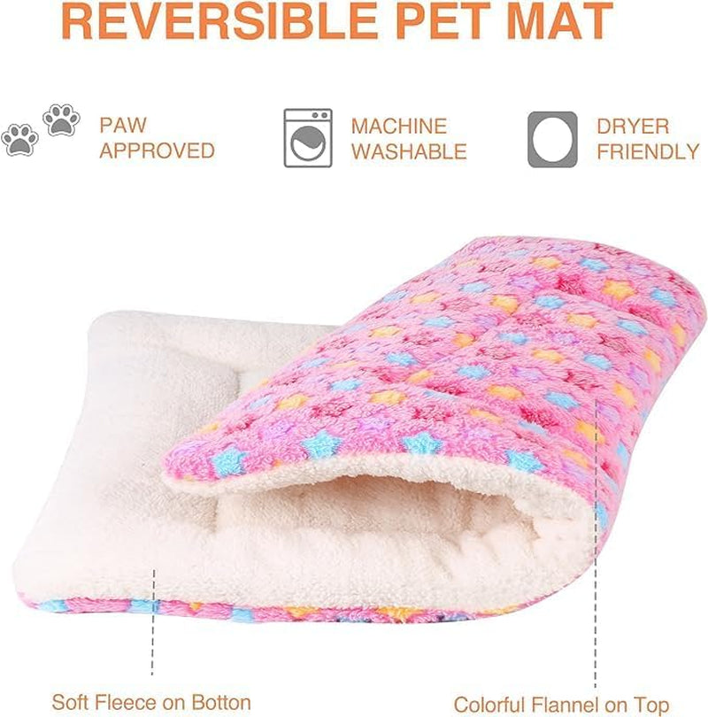 Ultra Soft Reversible Dog Bed Crate Pad with Star Print - Washable Pet Mat for Large, Medium, and Small Dogs and Cats - 29 x 21 Inch - Pink