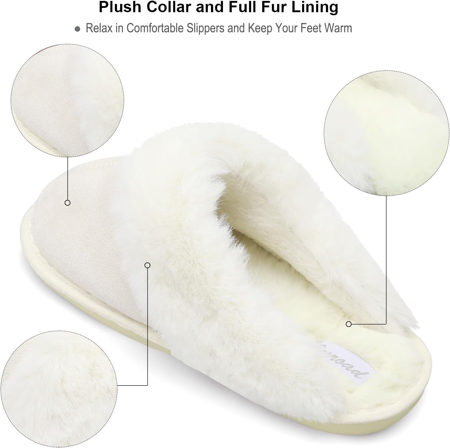 Women's Plush Faux Fur Winter Slippers - Cozy Fluffy Slide Sandals
