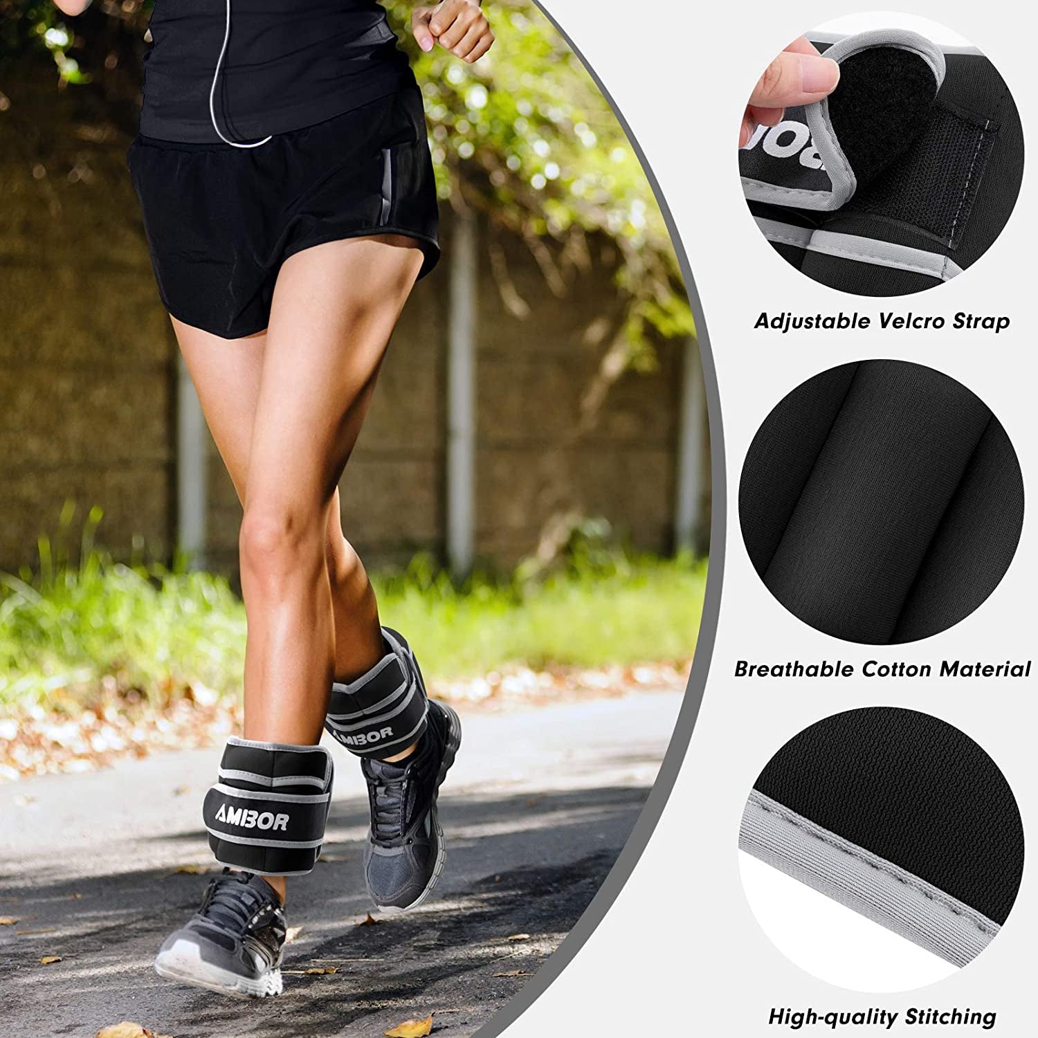 YYOJ Adjustable Ankle and Wrist Weights for Exercise - Leg Weight Straps for Men and Women