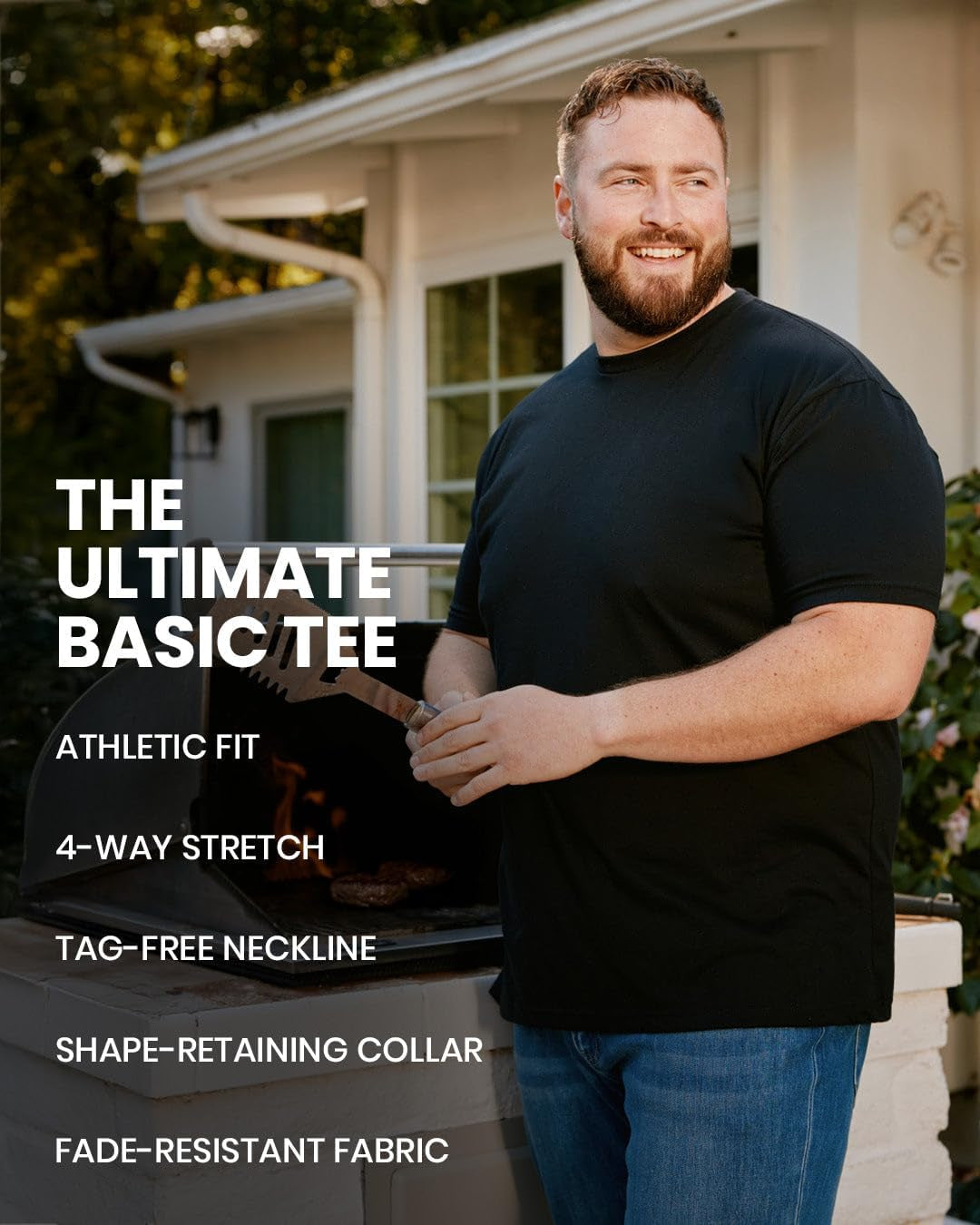 Men's Logo T-Shirt - Short Sleeve Crew Neck Soft Fitted Tees in Sizes S - 4XL, Classic and Fresh Design