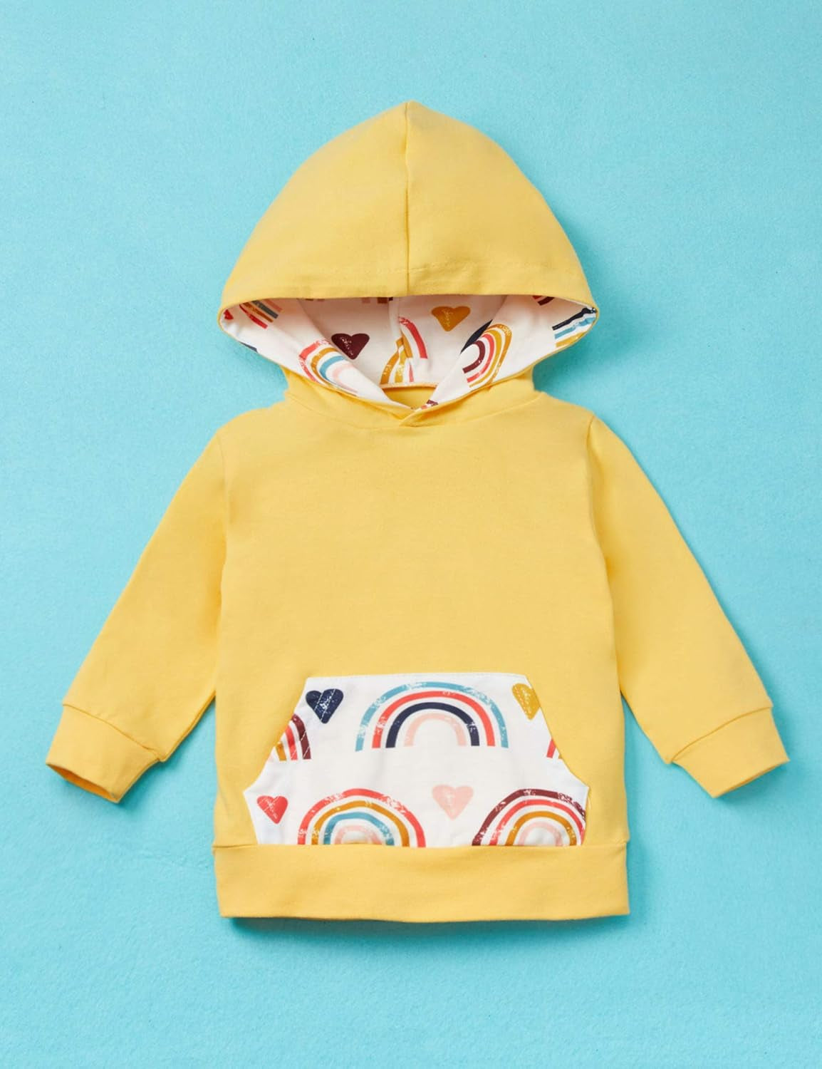 Infant Girls' 2-Piece Outfit Set - Hoodie and Rainbow Pants, Newborn Sizes 0-6 Months