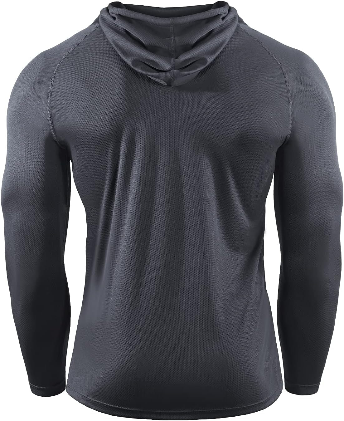 Men's Long Sleeve Mesh Running Shirts with Hoods - 3 Pack Athletic Apparel in White, Grey, and Blue, Size 3XL