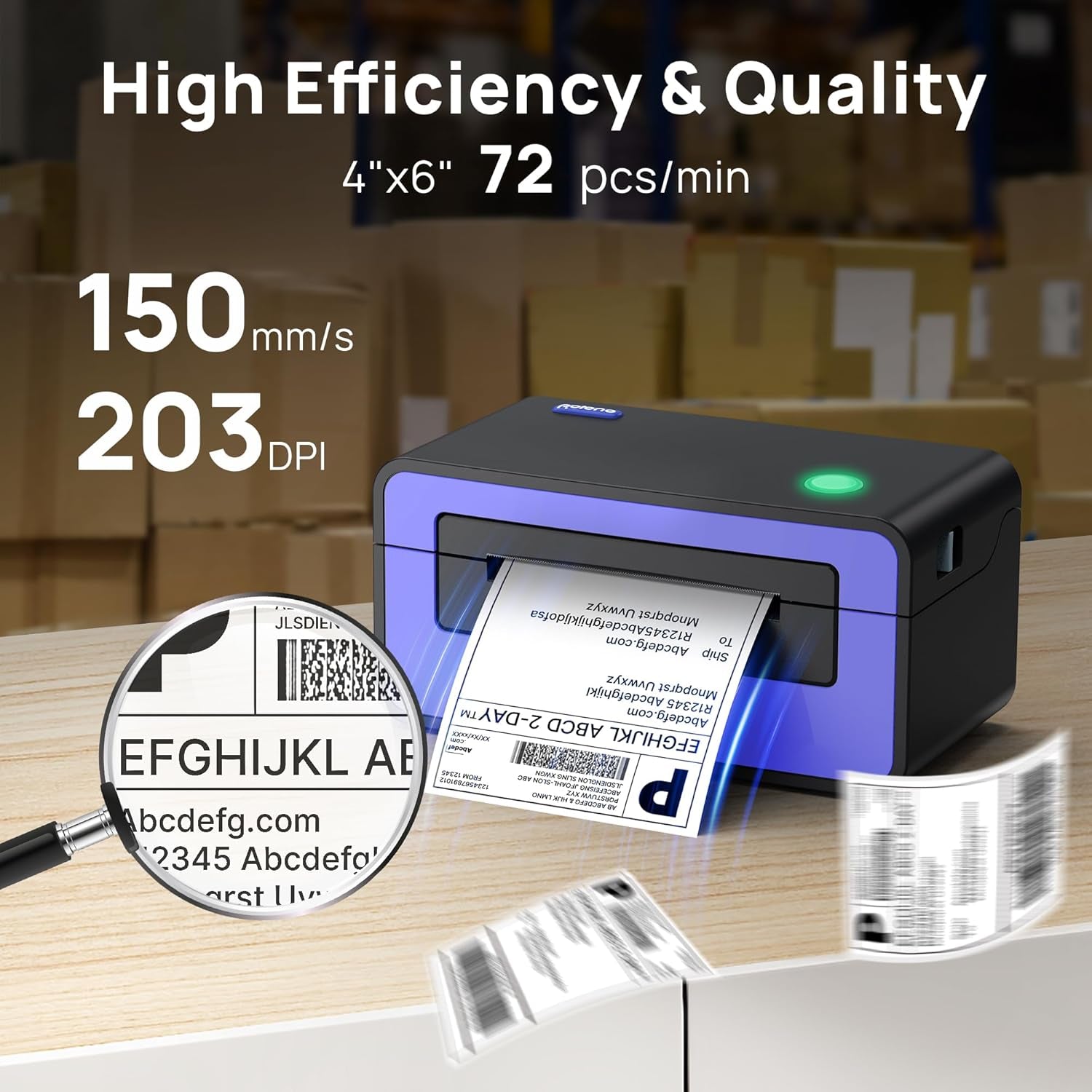 Thermal Label Printer for Shipping, 4x6 Thermal Shipping Label Maker, Compatibility with Amazon, eBay, Etsy, Shopify, and More, Support for Windows and Mac, Purple
