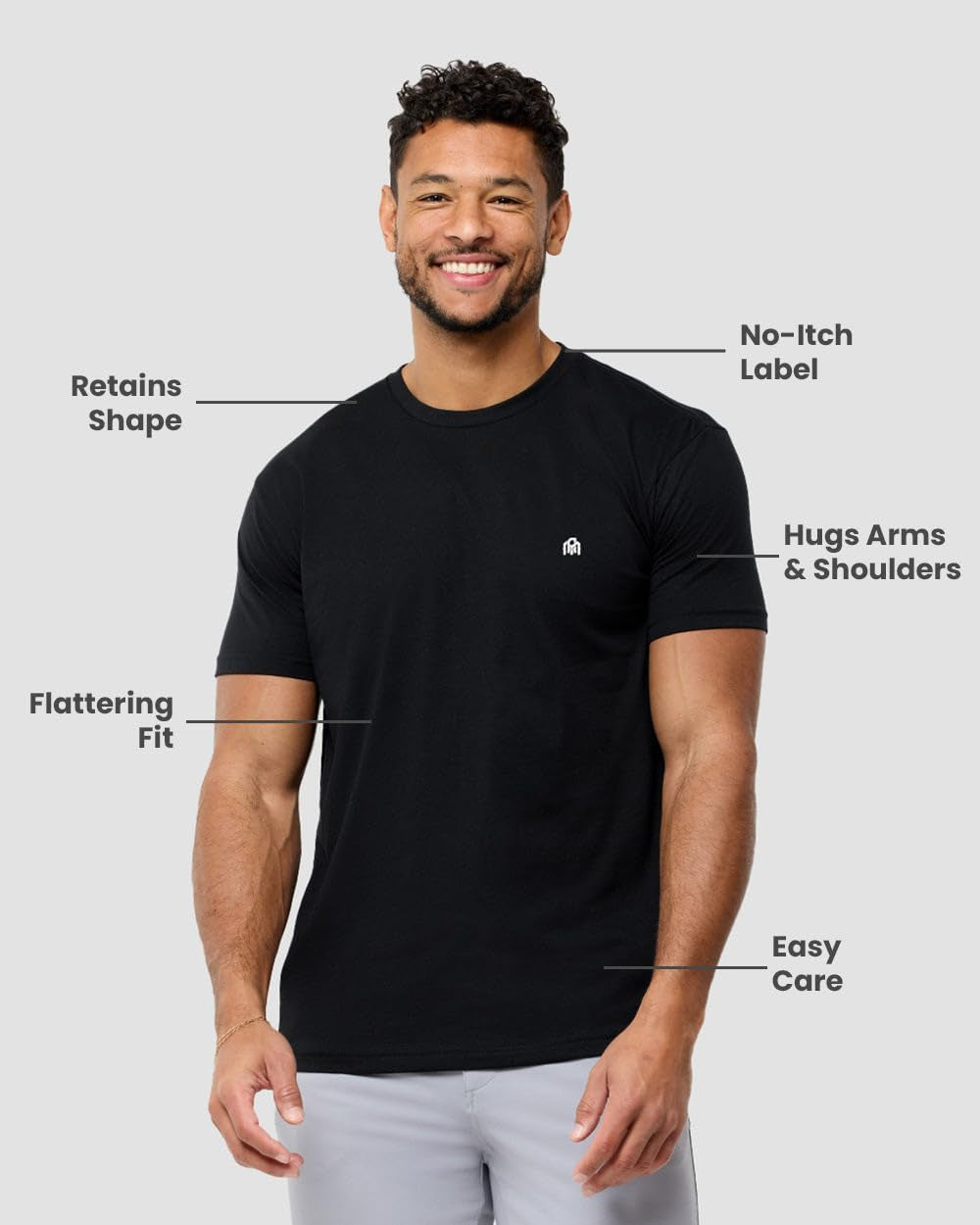 Men's Logo T-Shirt - Short Sleeve Crew Neck Soft Fitted Tees in Sizes S - 4XL, Classic and Fresh Design