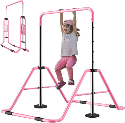 Adjustable Height Folding Gymnastics Training Bars for Kids - Home Practice Equipment for Children and Youth