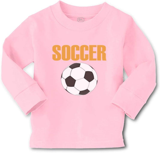 Kids Long Sleeve T Shirt Soccer Soccer Stars Soccer Soccer Word Cotton Girls & Boys Clothes Funny Graphic Tee Soft Pink Design Only 5 6T
