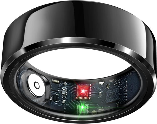 Smart Health Tracking Ring with Sleep Monitoring, Heart Rate Sensor, Waterproof Design, Activity Tracking (Steps, Distance, Calories), Air Gesture Control, 7-Day Battery Life, Compatible with iOS and Android (Black, Size 10)