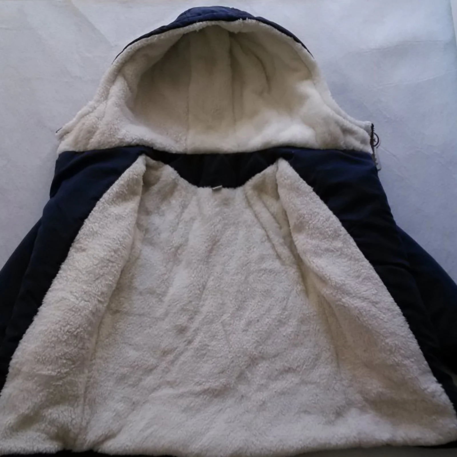 2025 Boys Cotton-Padded with Thick Fleece Hooded Mid-Length Cotton Jacket