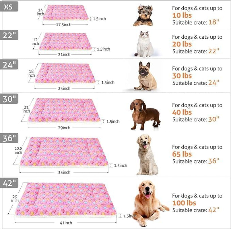 Ultra Soft Reversible Dog Bed Crate Pad with Star Print - Washable Pet Mat for Large, Medium, and Small Dogs and Cats - 29 x 21 Inch - Pink