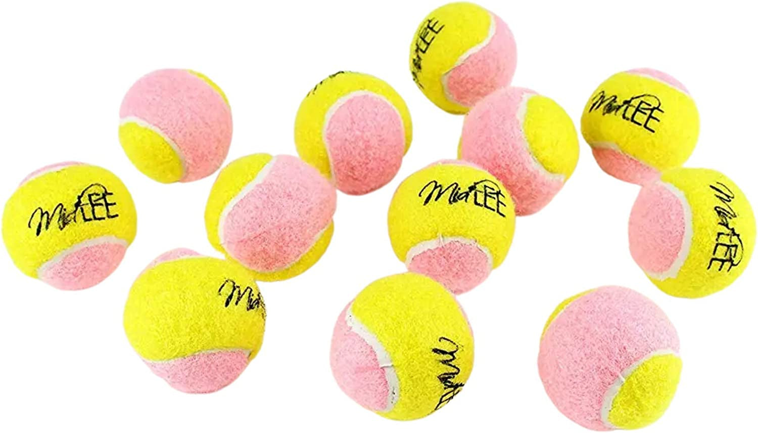 X-Small Dog Tennis Balls 1.5" - Pack of 12 Mini Fetch Balls in Yellow and Pink for Puppies