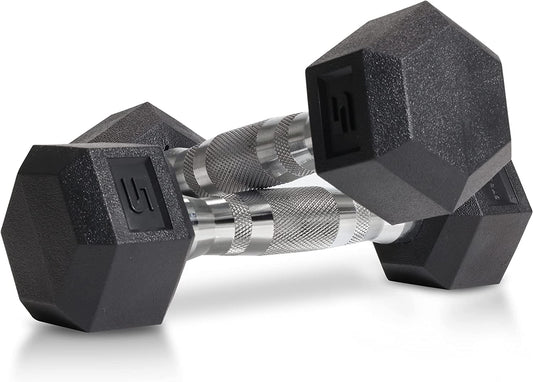 Rubber Hex Dumbbell Pairs - Available in 5, 10, 15, 20, and 25 lbs