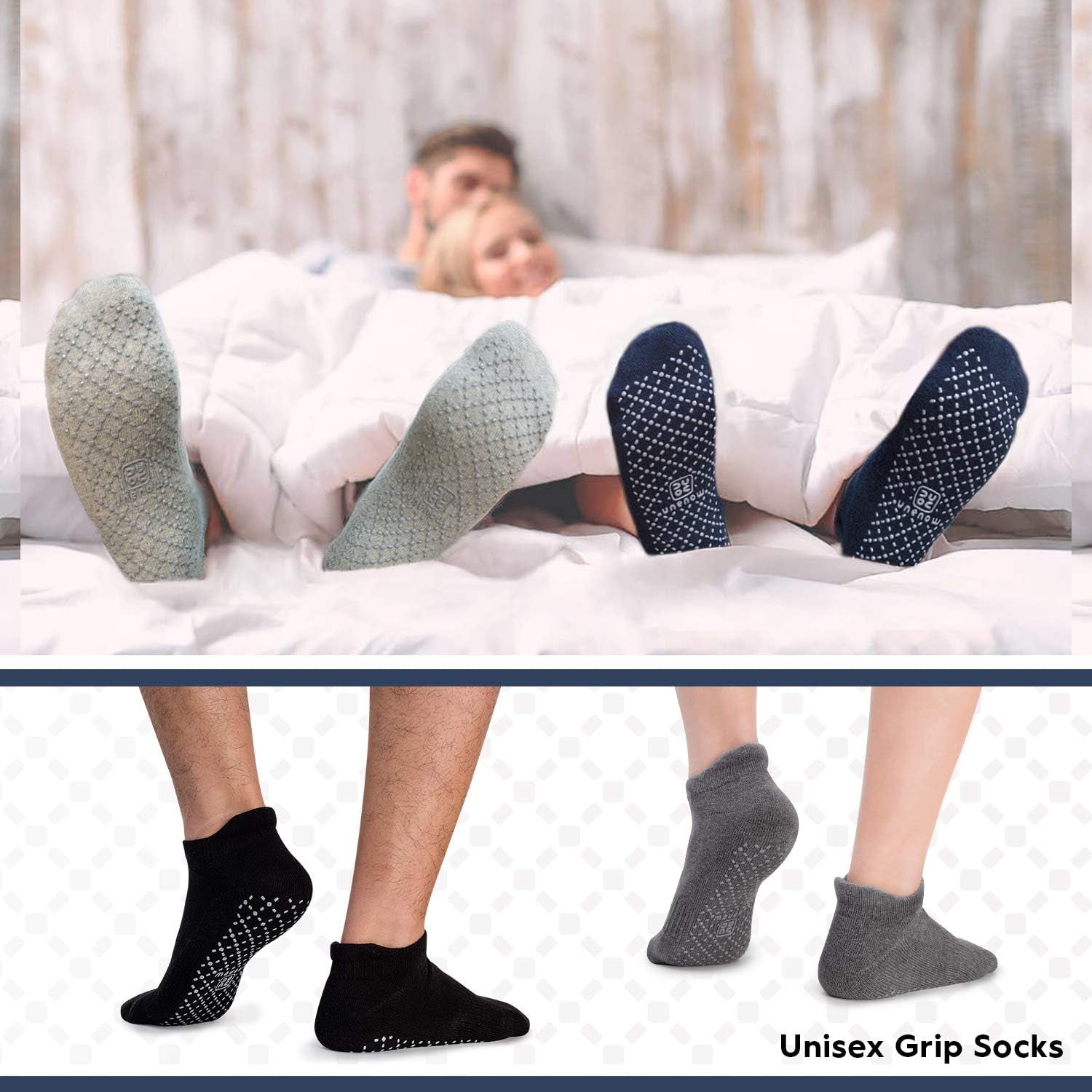 Unisex Cushioned Non-Slip Grip Socks for Yoga, Pilates, Barre, and Hospital Use